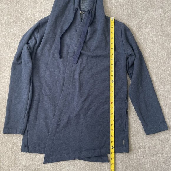 Eddie Bauer Sweatshirt Cardigan Hoodie Womens XS Blue Open Front Pockets Jacket - Picture 7 of 8